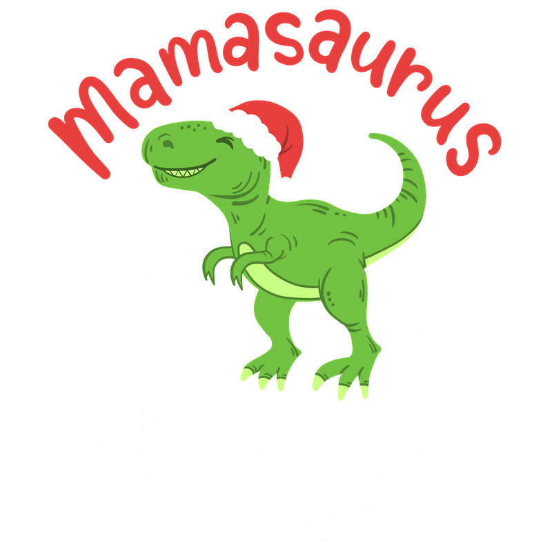 Celebrate the holidays with this adorable Mamasaurus Rex, featuring a cheerful dinosaur in a Santa hat!DTF Transfers heat press transfers