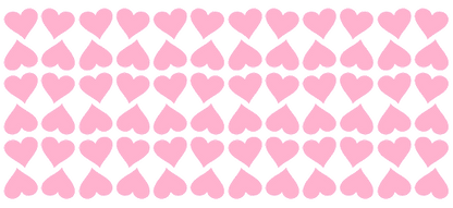 A fabric with green diamond pattern and pink hearts.UV Transfers
