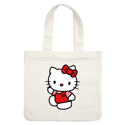 Meet Hello Kitty, an adorable character dressed in a red striped outfit with a matching bow, radiating charm and friendliness!DTF Transfers