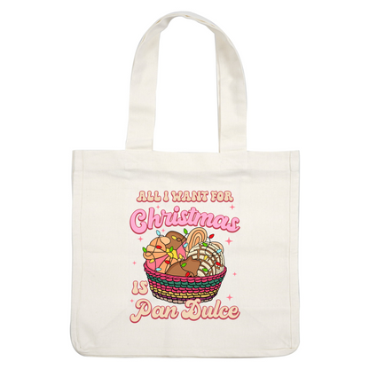 Celebrate the holiday season with a playful design featuring a basket of colorful pan dulce and cheerful holiday lights!DTF Transfers heat press transfers