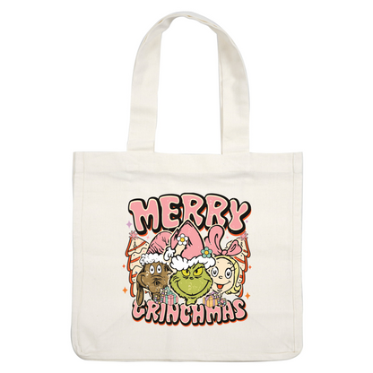 Celebrate the season with a fun "Merry Grinchmas" design featuring the Grinch and friends in festive hats and gifts!DTF Transfers heat press transfers heat press transfers