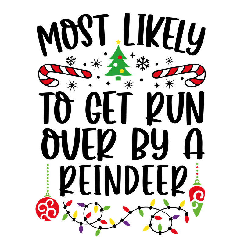 A festive illustration featuring a decorated Christmas tree, candy canes, and ornaments, celebrating the joyful spirit of the holiday season.DTF Transfers heat press transfers heat press transfers