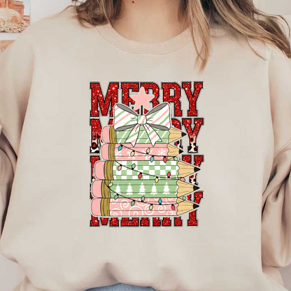 Celebrate the season with this festive Merry Christmas design featuring colorful pencils!DTF Transfers