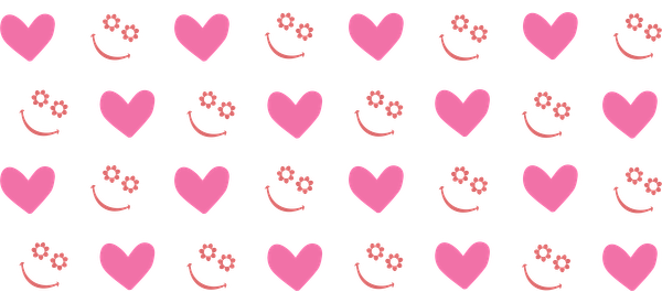 A playful pattern featuring pink hearts and smiling faces, perfect for adding a cheerful touch to any design.UV Transfers dtf prints dtf prints