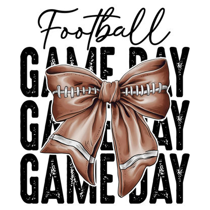 A charming brown football-themed bow with detailed stitching and sporty stripes, perfect for adding a playful touch.dtf regular iron