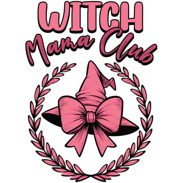 ¡Abrace su lado mágico con este divertido diseño de "Witch Mama Club" que incluye un lindo sombrero y lazo de bruja!