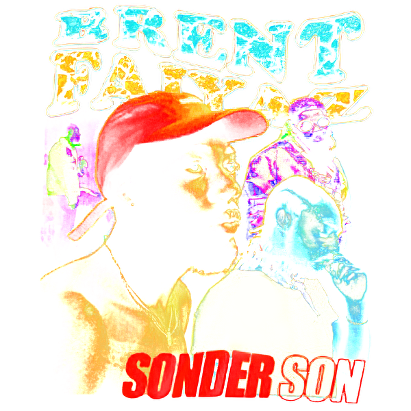 Vibrant artwork featuring Brent Faiyaz with colorful overlays and the title "SONDERSON," showcasing his artistic style and presence.DTF Transfers