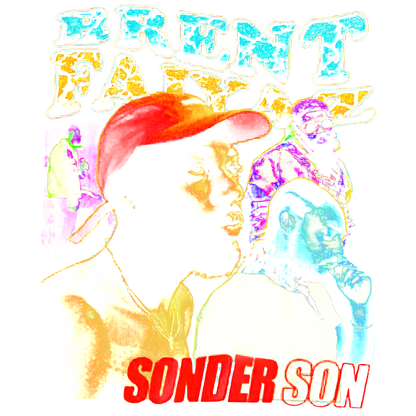 Vibrant artwork featuring Brent Faiyaz with colorful overlays and the title "SONDERSON," showcasing his artistic style and presence.DTF Transfers