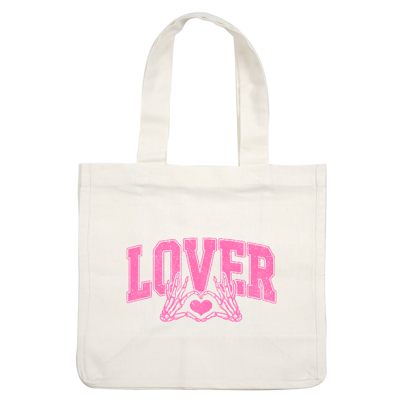 Playful and vibrant, this pink "LOVER" design features hands forming a heart, perfect for celebrating love and affection!DTF Transfers