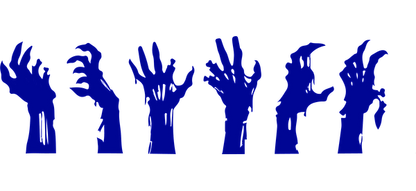 A collection of stylized blue hands in various poses, perfect for artistic or thematic designs.UV Transfers heat press transfers