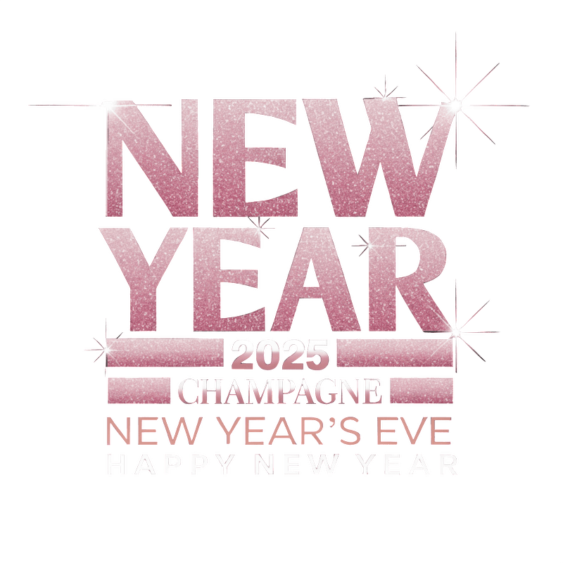 Celebrate New Year's Eve 2025 with this sparkling pink design featuring "Champagne" and "Happy New Year" sentiments!DTF Transfers