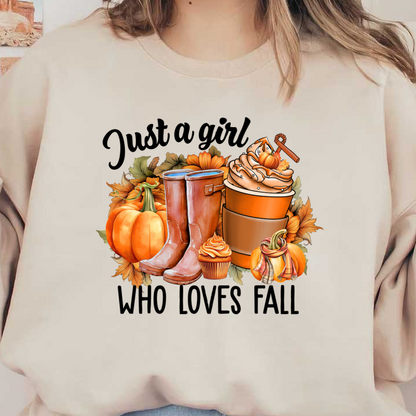 Celebrate autumn with cozy brown rain boots, decorative pumpkins, a delicious pumpkin spice cupcake, and whipped cream topped treats! dtf transfers