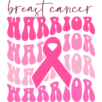 Bold and vibrant design celebrating breast cancer warriors with a prominent pink ribbon, showcasing solidarity and strength. dtf transfers