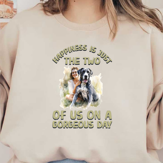 Un hermoso diseño que celebra el vínculo entre una persona y su gran danés, con un conmovedor mensaje sobre la felicidad.