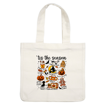 A festive Halloween-themed illustration featuring pumpkins, skulls, and spooky elements.DTF Transfers