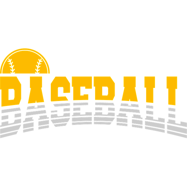 Un gráfico vibrante de "BÉISBOL" con letras en negrita y una divertida ilustración de béisbol encima, perfecto para los entusiastas de los deportes. Transferencias DTF