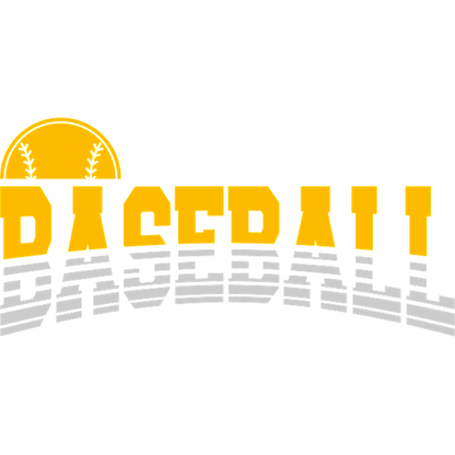 Un gráfico vibrante de "BÉISBOL" con letras en negrita y una divertida ilustración de béisbol encima, perfecto para los entusiastas de los deportes. Transferencias DTF