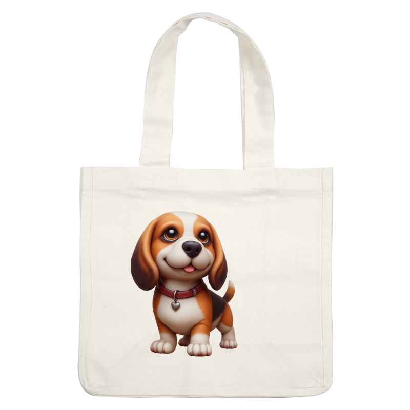 Este adorable beagle de dibujos animados presenta un pelaje brillante, ojos expresivos y un collar en forma de corazón, ¡perfecto para cualquier amante de los perros!