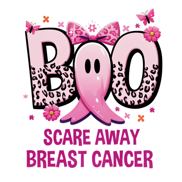 Celebrate breast cancer awareness with this vibrant design featuring playful lettering, a pink ribbon, and cheerful floral accents.DTF Transfers heat press transfers