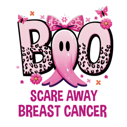 Celebrate breast cancer awareness with this vibrant design featuring playful lettering, a pink ribbon, and cheerful floral accents.DTF Transfers heat press transfers