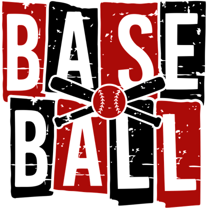 A bold red logo featuring the letters "B", "S", "A", and "L" arranged creatively around a baseball element.DTF Transfers heat press transfers