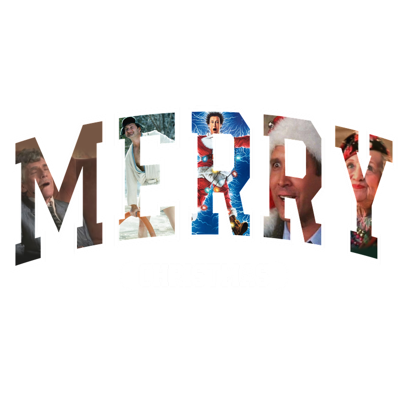 A festive "Merry Christmas" graphic featuring playful images within each letter, perfect for holiday celebrations.DTF Transfersdtf regular iron