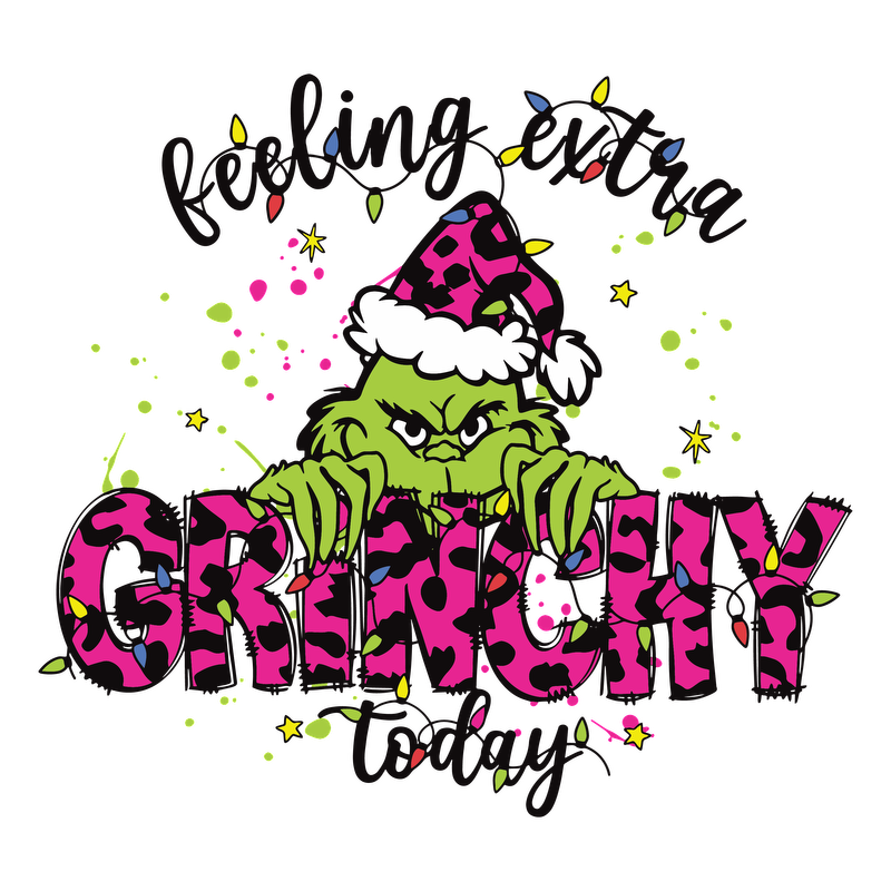 Get into the holiday spirit with this playful "Feeling Grinchy Today" design featuring a whimsical Grinch in vibrant colors!DTF Transfers dtf transfers