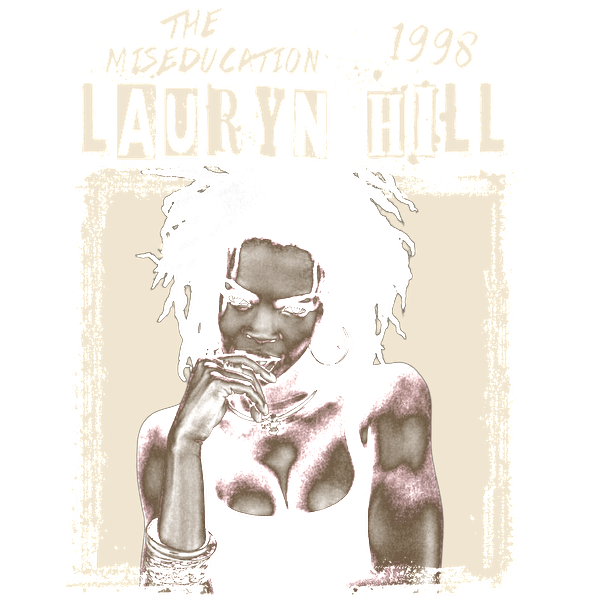 A stylish graphic featuring Lauryn Hill from 1998, showcasing her iconic look and bold expression.DTF Transfers dtf prints