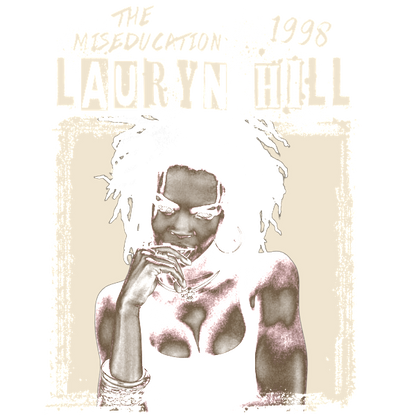 A stylish graphic featuring Lauryn Hill from 1998, showcasing her iconic look and bold expression.DTF Transfers dtf prints