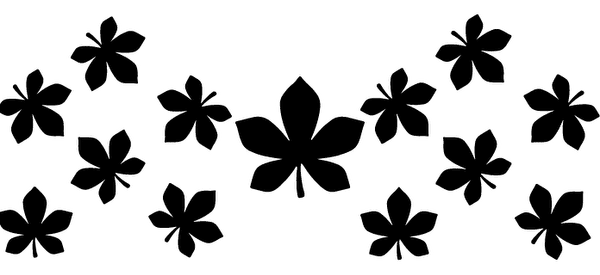 Silhouette of many leaves on green background.UV Transfers