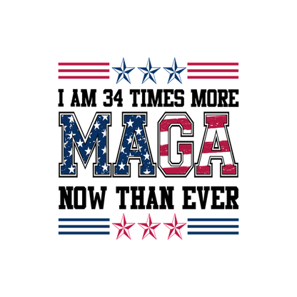 Un diseño audaz "MAGA" que presenta colores rojo, blanco y azul con acentos de estrellas, que simbolizan el orgullo y el patriotismo estadounidenses.