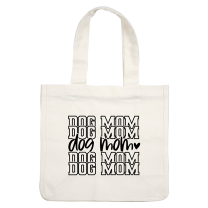 A playful design featuring the words "DOG" and "MOM" in various styles and fonts, perfect for pet lovers.DTF Transfersdtf regular iron