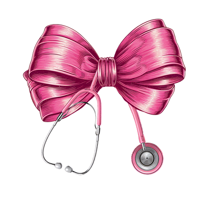 A playful pink bow intertwined with a stethoscope, combining elegance with a nod to the medical profession.DTF Transfers