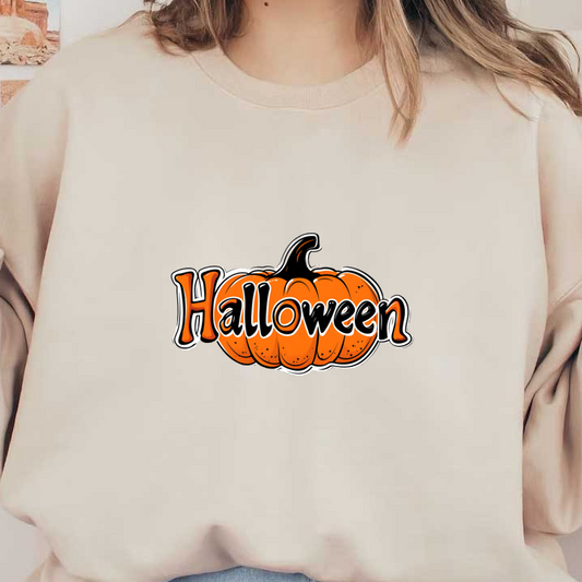 ¡Diseño festivo de Halloween con una calabaza naranja brillante junto con letras divertidas, perfecto para celebrar la temporada espeluznante!