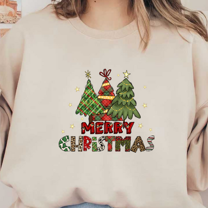 Celebrate the holidays with this festive design featuring colorful trees and a cheerful "Merry Christmas" message!DTF Transfersdtf regular iron