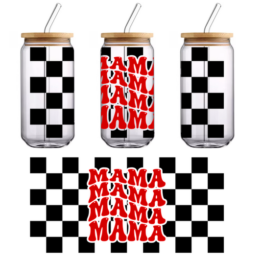 Bold red text art featuring the word "MAMA" in a playful, wavy arrangement. Perfect for celebrating motherhood!UV Transfers dtf prints