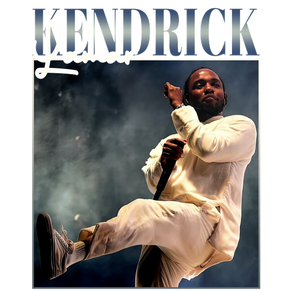 Kendrick Lamar performs energetically on stage, dressed in a stylish white outfit, showcasing his captivating stage presence.DTF Transfersdtf regular iron