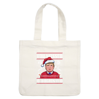 A festive sweater design Trump in a Santa hat, set against a playful holiday pattern with the text "YOU MISSED AGAIN."DTF Transfers heat press transfers dtf prints