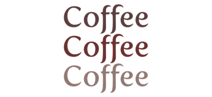 A playful design featuring the word "Coffee" in various fonts and shades, perfect for coffee lovers!UV Transfers heat press transfers