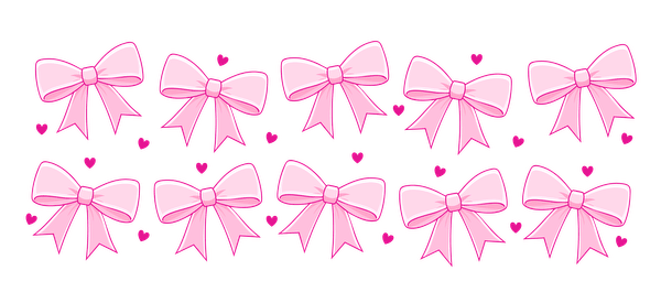 Delicate pink bows adorned with hearts, perfect for a romantic touch.UV Transfers