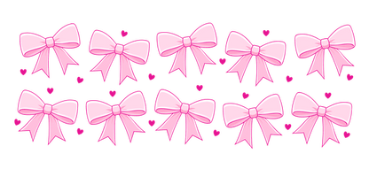 Delicate pink bows adorned with hearts, perfect for a romantic touch.UV Transfers