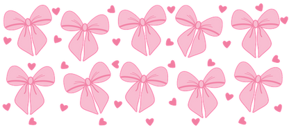 A delightful pattern of pink bows and hearts, perfect for decorations or gifts with a sweet, feminine touch.UV Transfersdtf regular iron