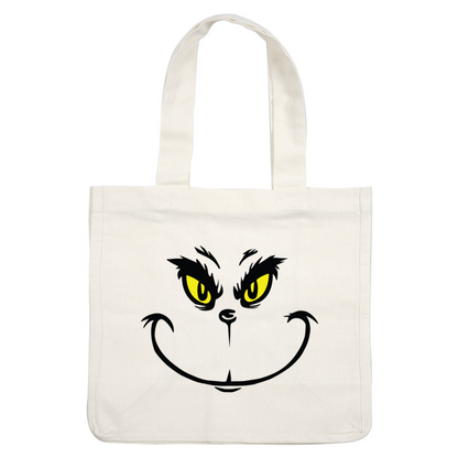 A playful, cartoon-style illustration of a grinning cat with mischievous yellow eyes and distinctive whiskers.DTF Transfersdtf regular iron heat press transfers