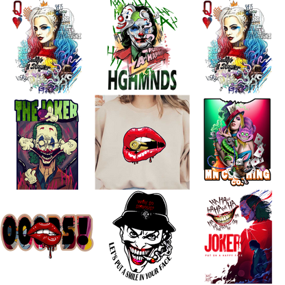 A white t-shirt with a red lips and eyes design.DTF Transfers