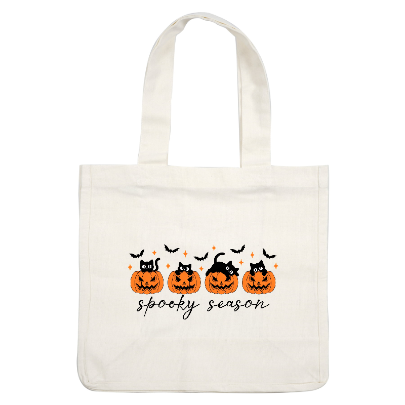 Celebrate Halloween with playful black cats atop carved pumpkins and sparkles!DTF Transfers