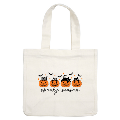 Celebrate Halloween with playful black cats atop carved pumpkins and sparkles!DTF Transfers