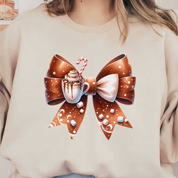 DTF Transfers: Chocolate Bow with Hot Cocoa and Candy Cane | MakeDTF