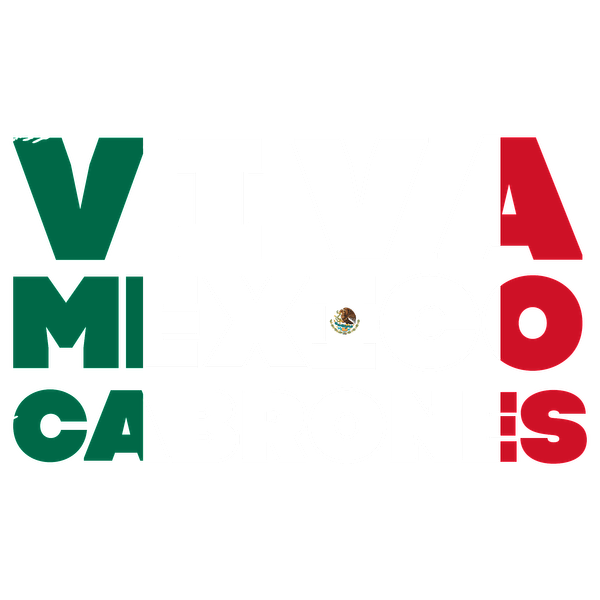 Celebre el orgullo mexicano con este vibrante diseño "Viva México Cabrones", con letras llamativas en verde, blanco y rojo.