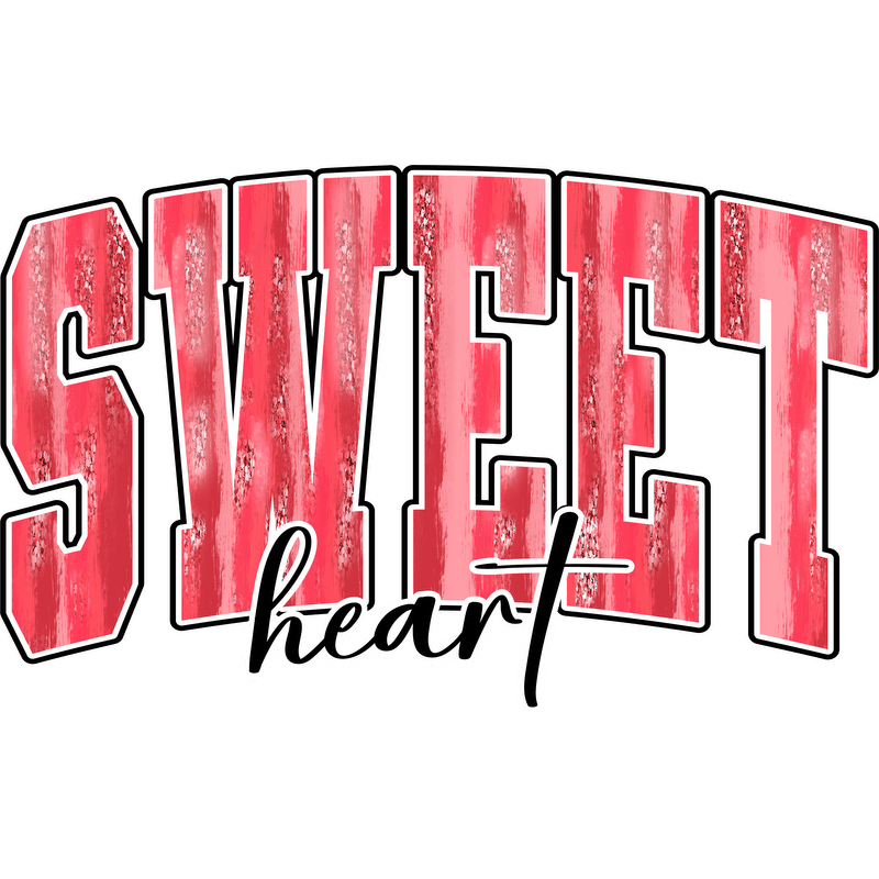 Bold and playful "SWEET heart" graphic text design in vibrant red, perfect for adding a fun touch to apparel or decorations.DTF Transfers