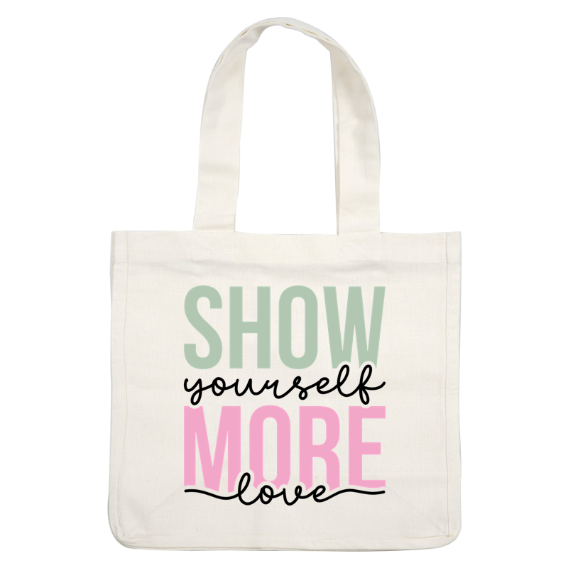 Un gráfico divertido que presenta las atrevidas palabras "SHOW MORE" en colores verde pastel y rosa.